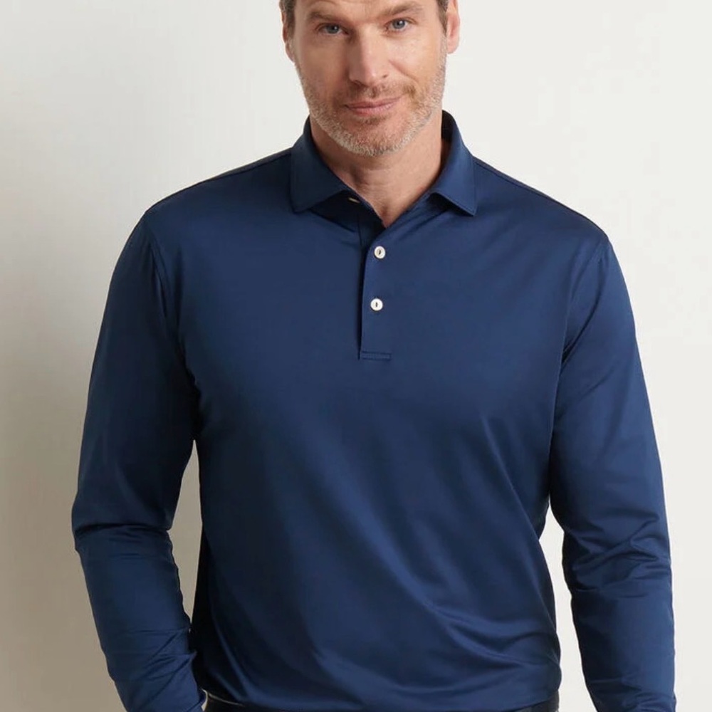 Peter Millar Navy Blue Long Sleeve Polo